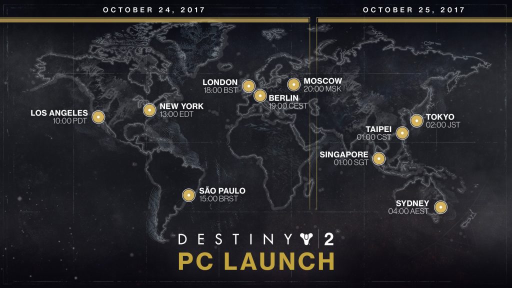Destiny 2 PC release date Launch times around the world